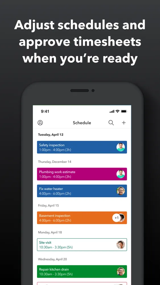 Schedules and timesheets get adjusted and approved here before hours sync to QuickBooks payroll